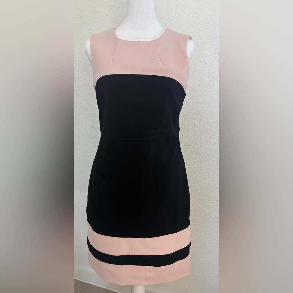 Tommy Hilfiger Black and Light Pink Sleeveless Colorblock Midi Dress - Picture 9 of 9
